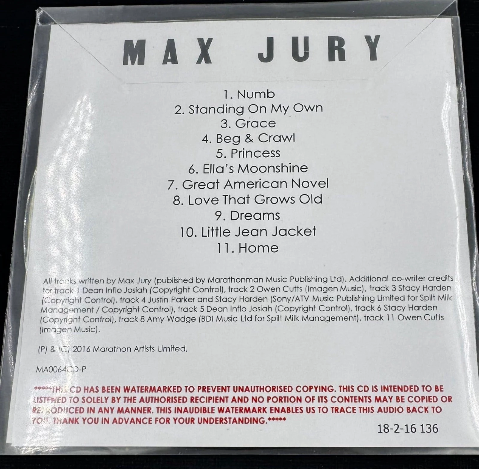 Max Jury – Max Jury - cd – photo 2